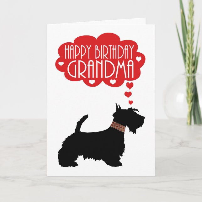Grandma Birthday With Silhouette Scottish Terrier Card (Front)