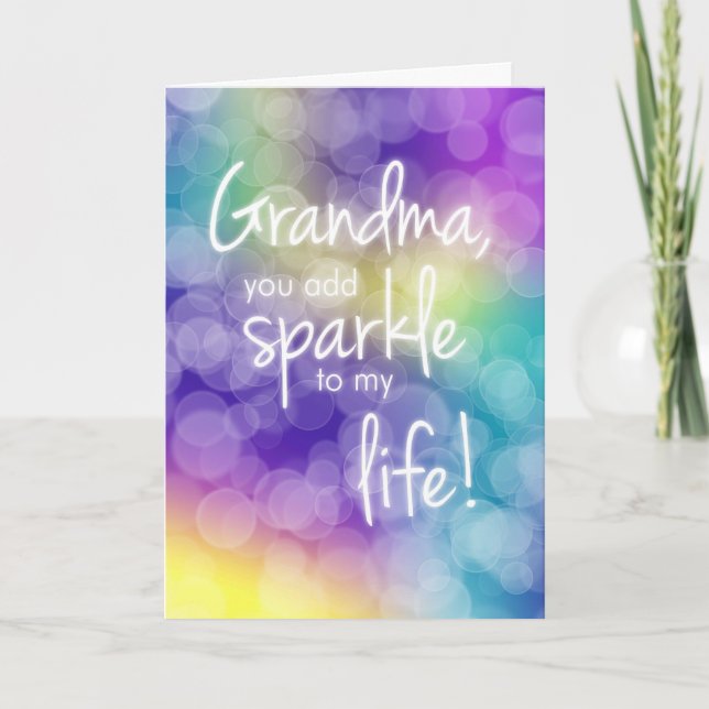 Grandma Birthday, You Add Sparkle, Colorful Bokeh Card (Front)