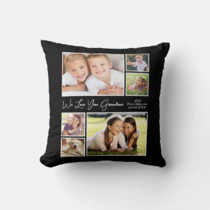 Grandma Black Photo Throw Pillow
