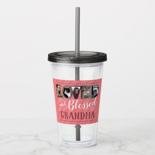 Grandma Blessed and Loved Photo Collage Acrylic Tumbler