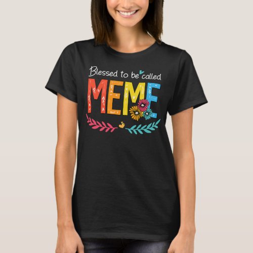 Grandma Blessed To Be Called MEME Colorful T_Shirt