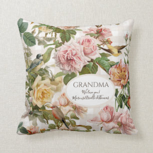 Grandma Blush Pink Rose Floral Elegant Mothers Day Throw Pillow