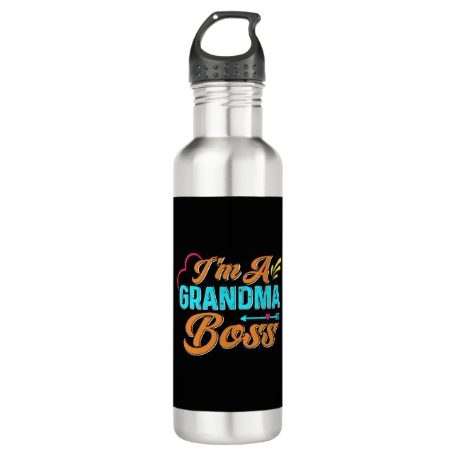 Grandma Boss Granny Super Grandma Stainless Steel Water Bottle (Front)