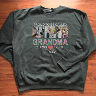 Grandma Brush Stroke 3 Photo Grandchildren Names Sweatshirt
