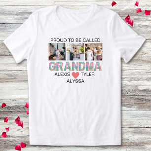 Grandma Brush Stroke 3 Photo Grandchildren Names Tri-Blend Shirt
