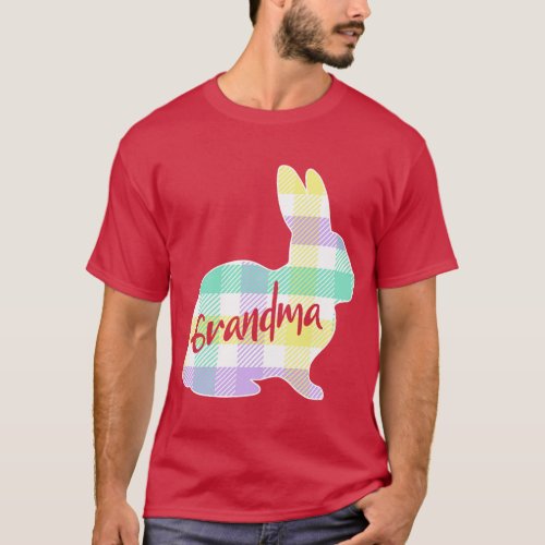 Grandma Bunny Rabbit Pastel Plaid Grandmother East T_Shirt