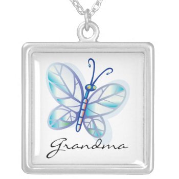 Grandma Butterfly Grandparents Necklace by celebrateitgifts at Zazzle