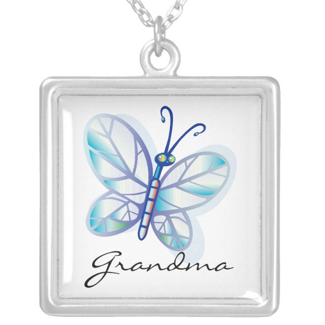 Grandma Butterfly Grandparents Necklace (Front)