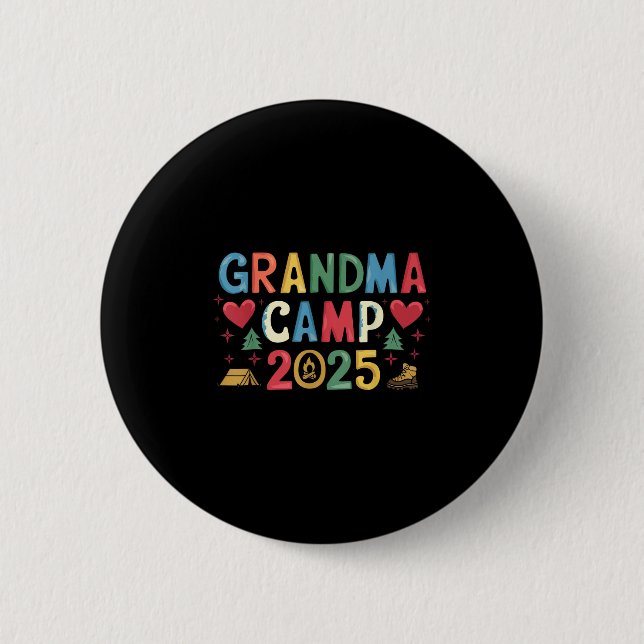 Grandma Camp 2025 Cousins Summer Vacation Camping  Button (Front)