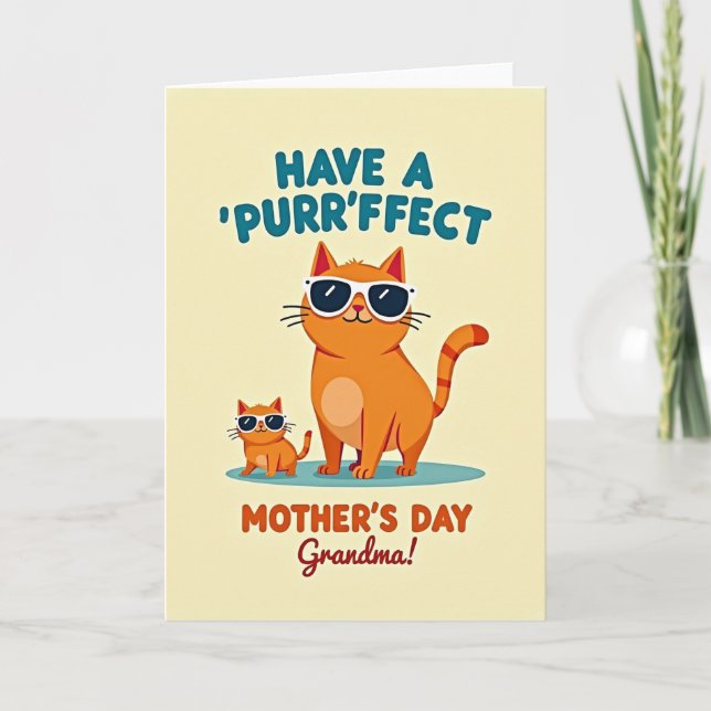 Grandma Cat Mothers Day Card (Front)