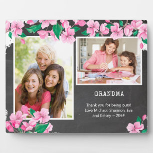 Grandma Chalkboard and Cherry Blossom 2 Photo Plaque