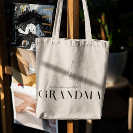 Grandma Chic Boho Lettering & Floral Tote Bag