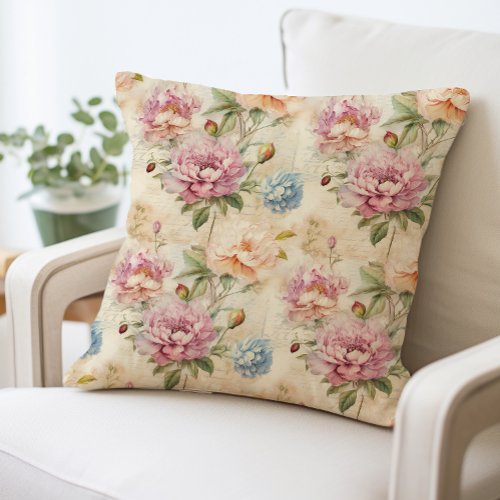 Grandma Chic Vintage Floral Throw Pillow