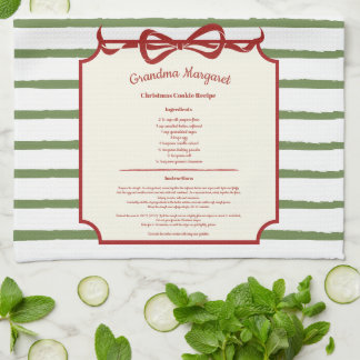 Grandma Christmas Cookie Recipe Keepsake Red Green Kitchen Towel