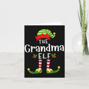 Grandma Christmas Elf Matching Pajama X-mas Party Card