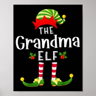 Grandma Christmas Elf Matching Pajama X-mas Party Poster