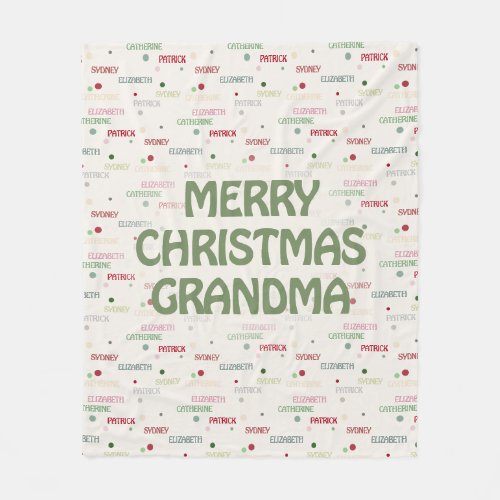 Grandma Christmas Gift Grandchildren 3_4 Names Fleece Blanket