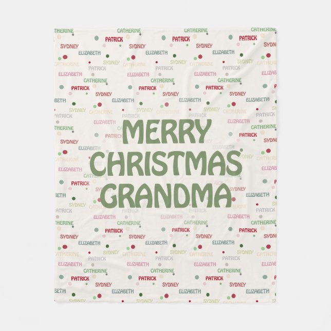 Grandma Christmas Gift Grandchildren 3-4 Names Fleece Blanket (Front)