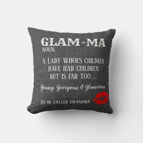 Grandma christmas Glam_ma Throw Pillow 16 x 16