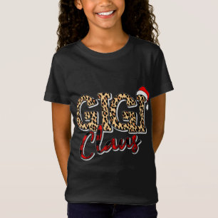 Grandma Christmas Santa Hat Gigi Claus Leopard Buf T-Shirt
