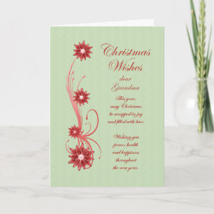 Grandma Christmas Scrolls and Flowers Holiday Card