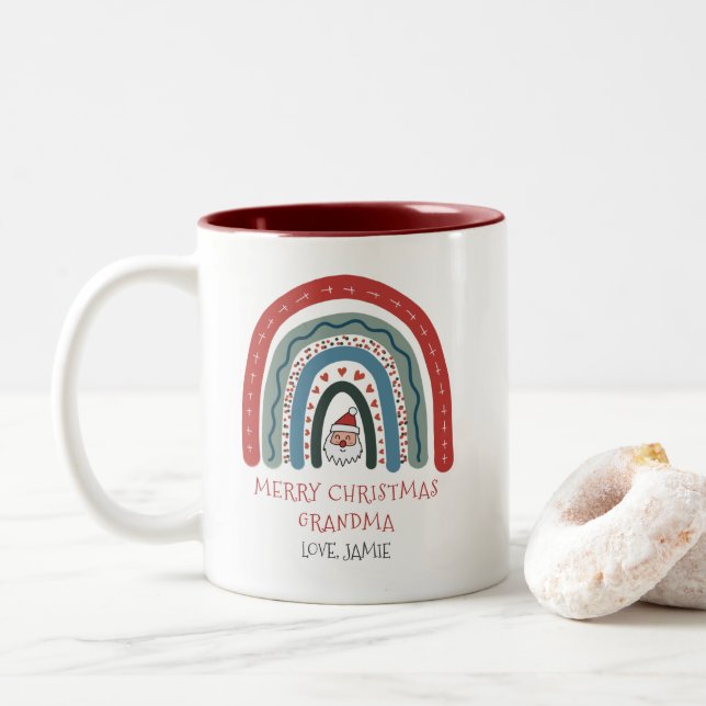 Grandma Christmas  Two-Tone Coffee Mug (With Donut)