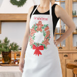 Grandma Christmas Wreath Apron<br><div class="desc">This cute and charming Grandma Apron is decorated with a print of a watercolor festive wreath of Christmas cookies.
Customize with a name if you prefer.
Original Watercolor © Michele Davies.</div>