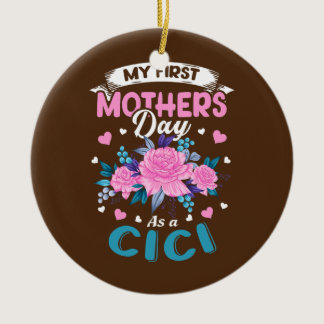 Grandma Cici First Mothers Day Floral  Ceramic Ornament