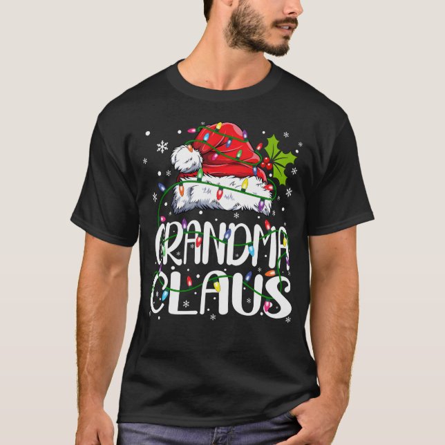 Grandma Claus Christmas Lights 	 Family Matching T-Shirt (Front)