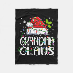 Grandma Claus Christmas Lights Pajama Family Match Fleece Blanket
