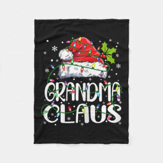 Grandma Claus Christmas Lights Pajama Family Match Fleece Blanket