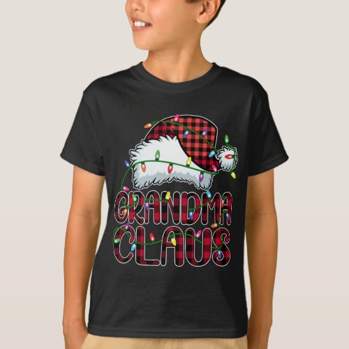 Grandma Claus Christmas Lights Pajama Family Match T_Shirt