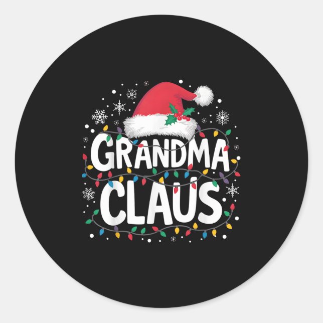 Grandma Claus Christmas Lights Santa Family Matchi Classic Round Sticker (Front)