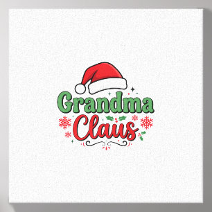 Grandma Claus Christmas Santa Hat Canvas Photo Tile