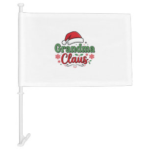 Grandma Claus Christmas Santa Hat Car Flag