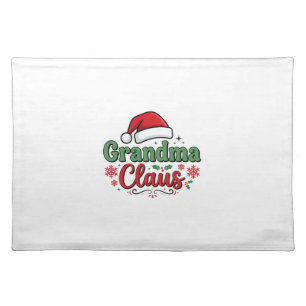 Grandma Claus Christmas Santa Hat Cloth Placemat