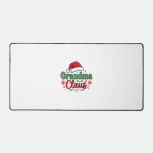 Grandma Claus Christmas Santa Hat Desk Mat