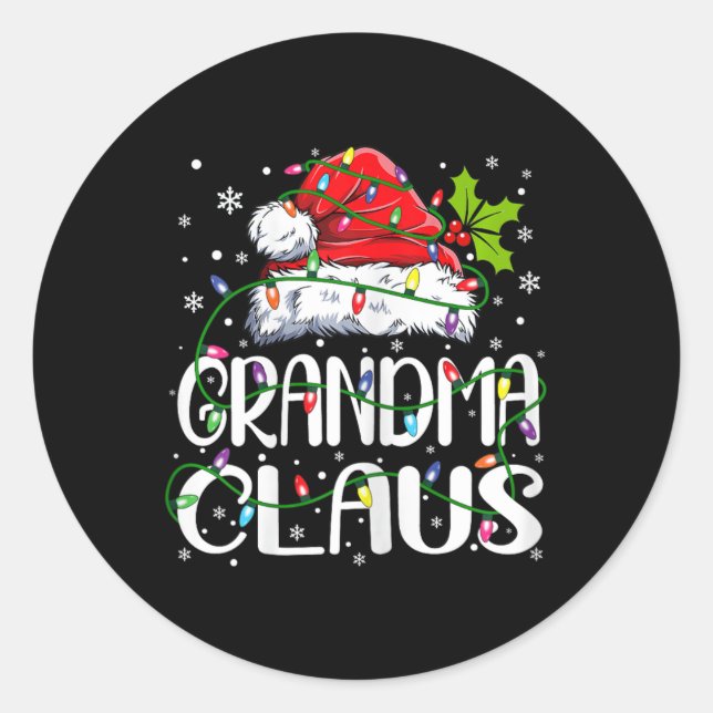 Grandma Claus Christmas Santa Matching Family Xmas Classic Round Sticker (Front)