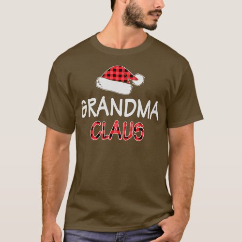 Grandma Claus Funny Red Buffalo Plaid Matching Fam T_Shirt