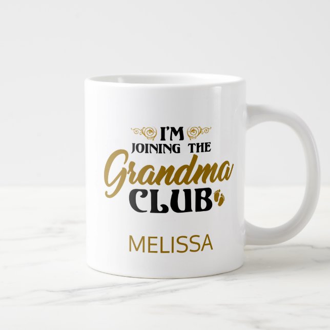 Grandma Club Baby Reveal Personalized Giant Coffee Mug (Right)