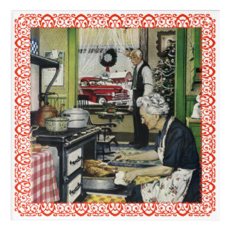 Grandma Cooking Christmas Turkey Dinner Kitchen Acrylic Print