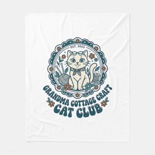 Grandma Cottage Craft Cat Pet Lover Shirt Art - Gr Fleece Blanket