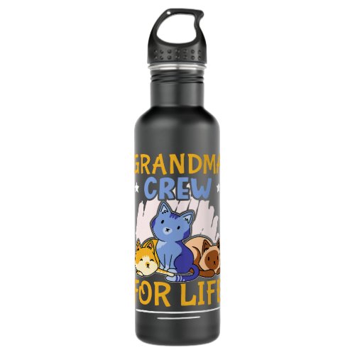 Grandma Crew For Life Design With Cats For Girls Stainless Steel Water Bottle