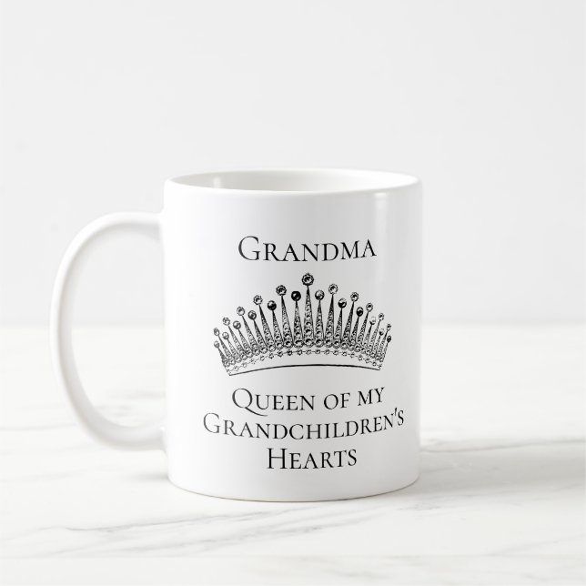 Grandma Crown Queen Grandchildren's Hearts Coffee Mug (Left)