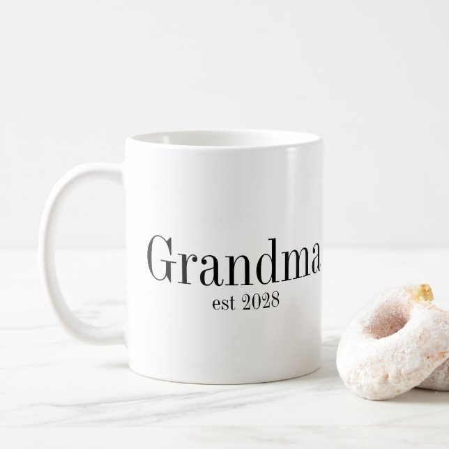 Grandma Custom Modern Black and White Coffee Mug (With Donut)