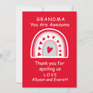 Grandma Customize Thank You For Spoiling Valentine Holiday Card
