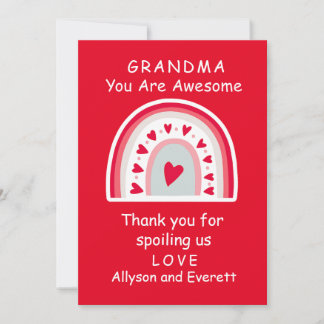 Grandma Customize Thank You For Spoiling Valentine Holiday Card