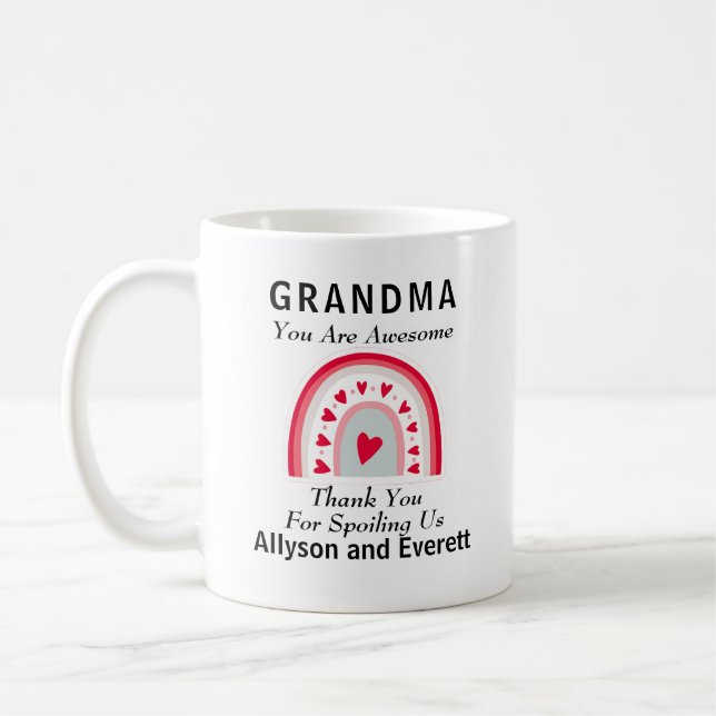 Grandma Customized Thank You Spoiling Valentine Coffee Mug (Left)
