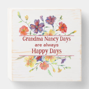 Grandma Days Wildflower Print Wooden Box Sign