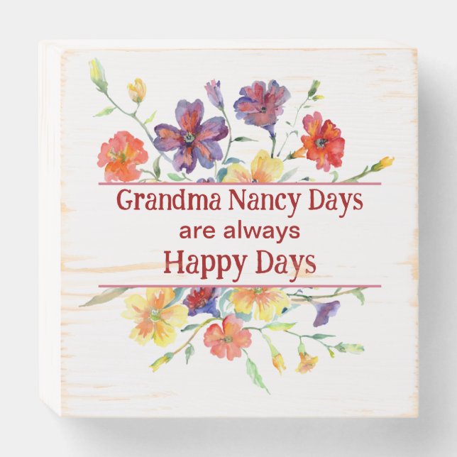 Grandma Days Wildflower Print Wooden Box Sign (Front Horizontal)